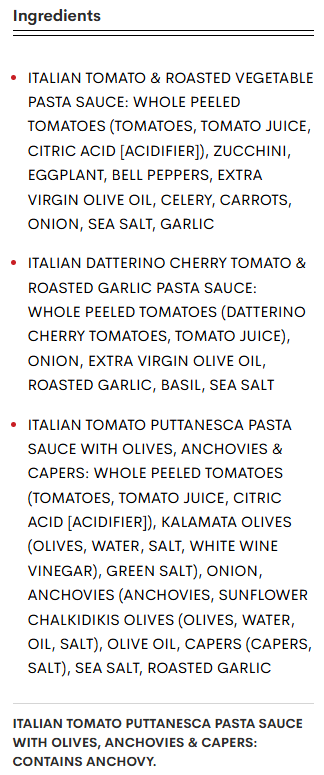 Italian Tomato Pasta Sauce Trio