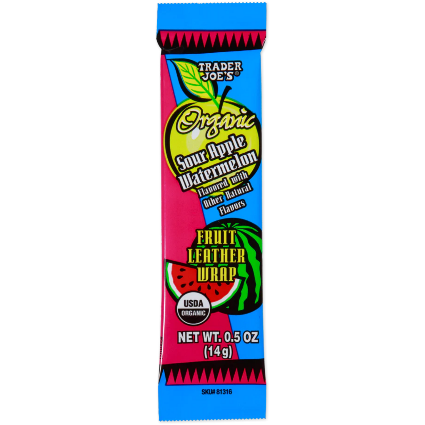 *6 PACK* Organic Sour Apple Watermelon Fruit Leather Wrap