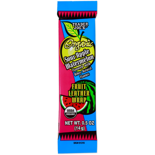 *6 PACK* Organic Sour Apple Watermelon Fruit Leather Wrap